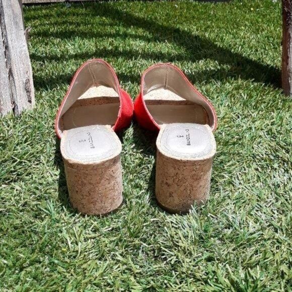 Bandolino Sandals Womens 8.5  BD7Seathra Slide On 2.5"‎ Cork Block Heel Coral - Picture 7 of 8